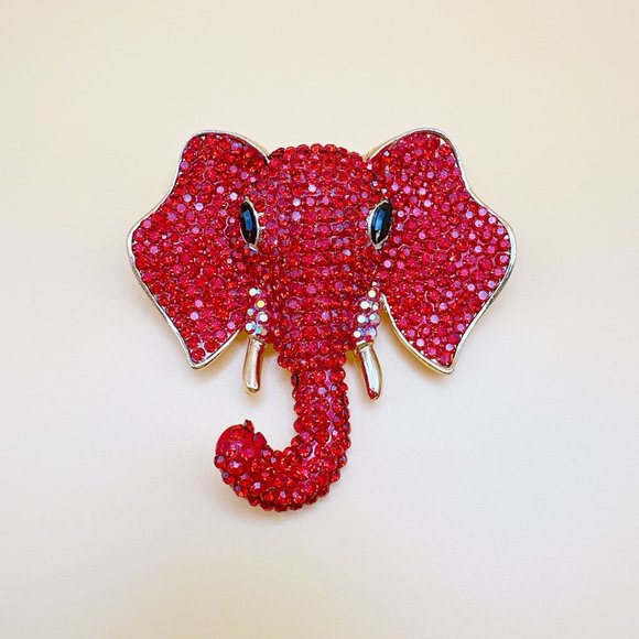 COPY - Red Elephant Head Brooch Pin - Picture 1 of 7